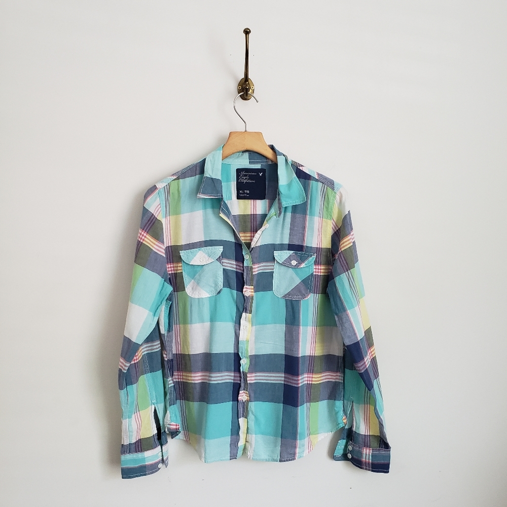 🍂 American Eagle 100% cotton double breasted button down- XL